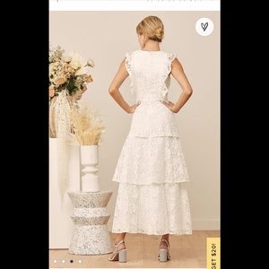 White laced ruffled tier dress